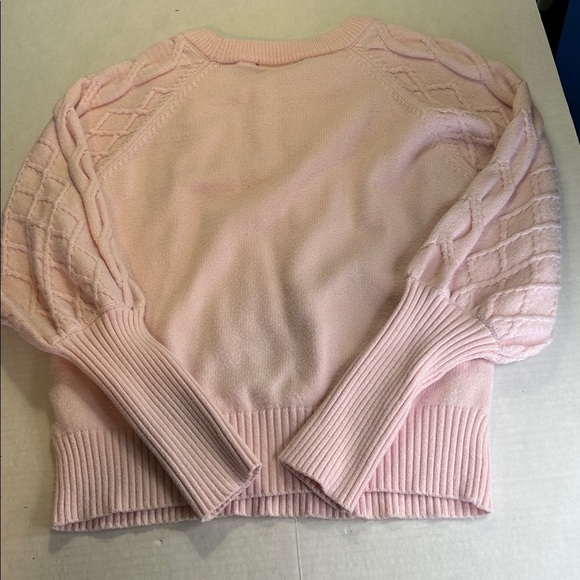 TAHARI SOFT PINK CABLE KNIT ROUND NECK PULL OVER SWEATER SZ S - Picture 6 of 12